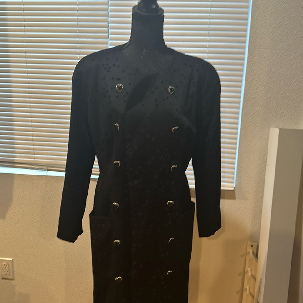 Vintage coat with heart pattern and heart rhinestone bottons